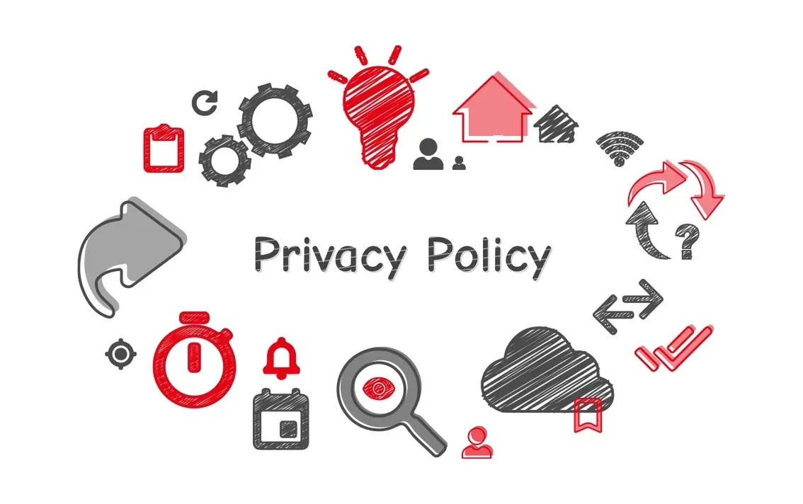 text privacy policy and icons