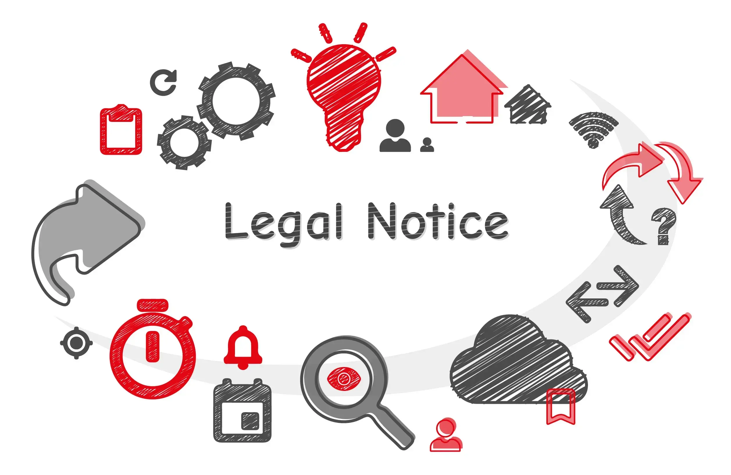 text legal notice and icons